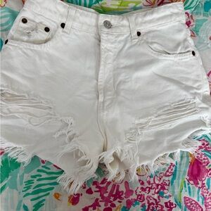 White Distressed Denim Zara Shorts Size 2
